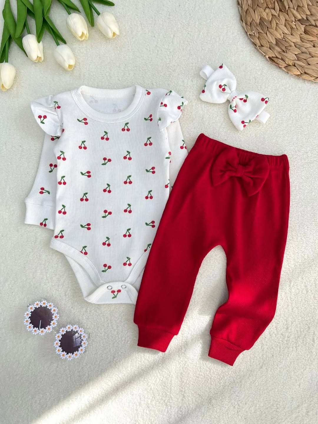 سه تیکه بادی شلوار هدبند آلبالو